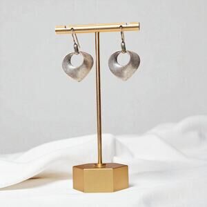 Vintage CHICO'S Silver Color Distressed Metal Small Dangle Hook Earrings